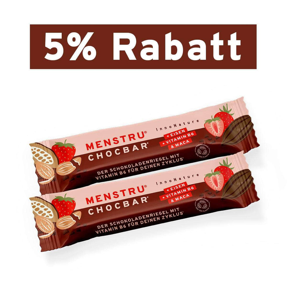 Menstru® Chocbar: Veganer Schokoladenriegel mit Vitamin B6, Eisen und Maca