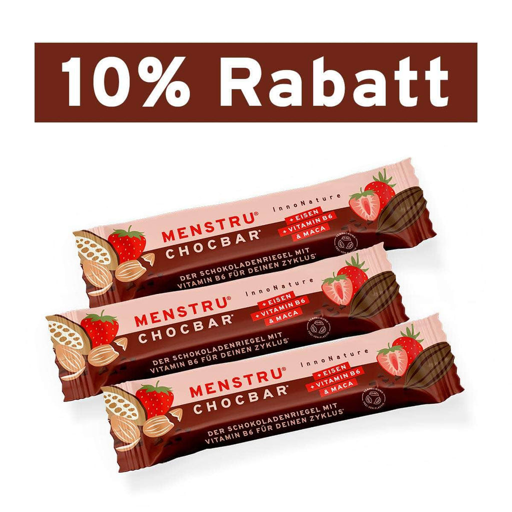 Menstru® Chocbar: Veganer Schokoladenriegel mit Vitamin B6, Eisen und Maca