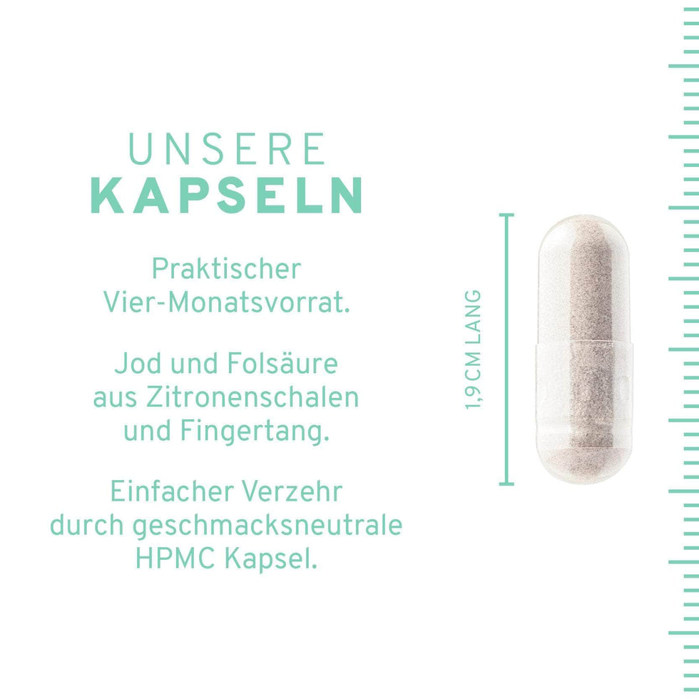 Kelp + Spinat: Natürliche Jod + Folsäure Kapseln