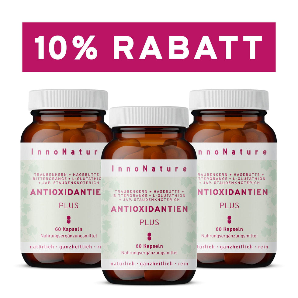 Zellschutz Kapseln:  Trans-Resveratrol + OPC + L-Glutathion + Hagebutte + Citrus-Bioflavonoide