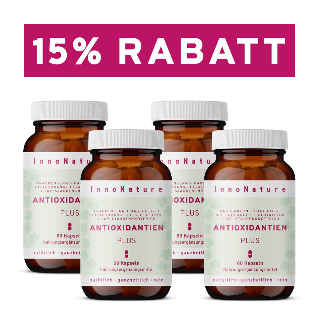 Zellschutz Kapseln:  Trans-Resveratrol + OPC + L-Glutathion + Hagebutte + Citrus-Bioflavonoide