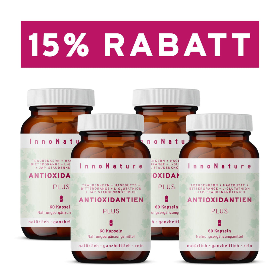 Zellschutz Kapseln:  Trans-Resveratrol + OPC + L-Glutathion + Hagebutte + Citrus-Bioflavonoide