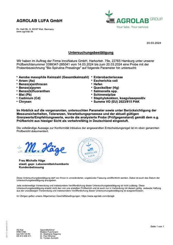 Bio Spirulina Presslinge