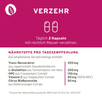 Zellschutz Kapseln:  Trans-Resveratrol + OPC + L-Glutathion + Hagebutte + Citrus-Bioflavonoide
