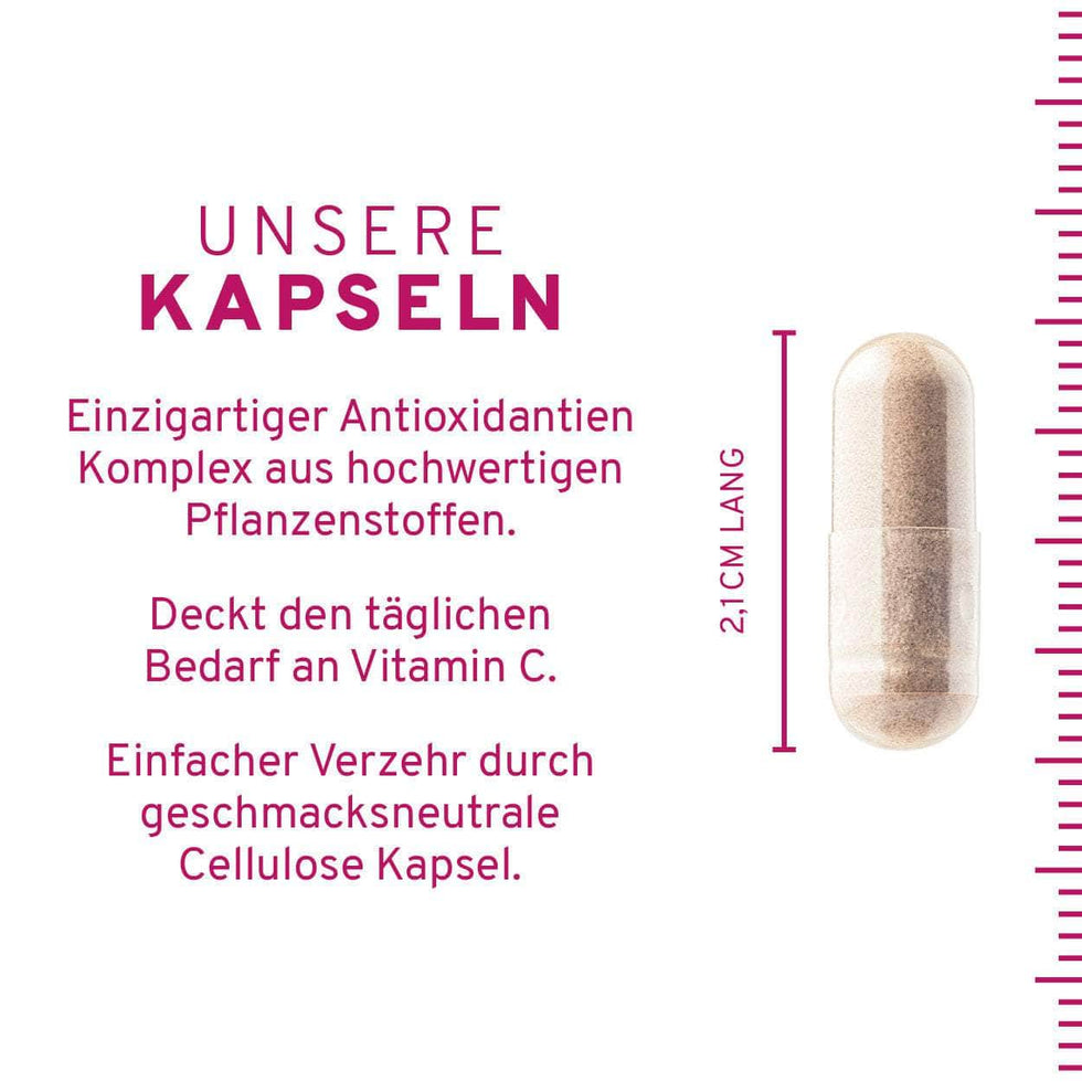 Zellschutz Kapseln:  Trans-Resveratrol + OPC + L-Glutathion + Hagebutte + Citrus-Bioflavonoide