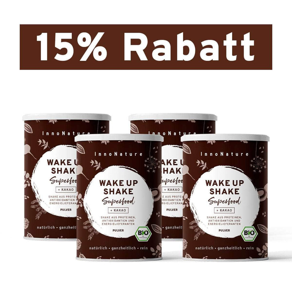 Bio Wake Up Superfood Shake: Kokos, Kakao, Matcha, Guarana und grüner Kaffee