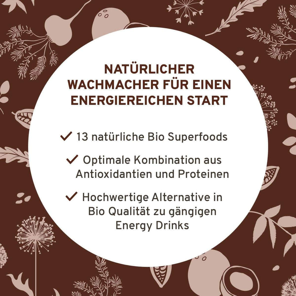 Bio Wake Up Superfood Shake: Kokos, Kakao, Matcha, Guarana und grüner Kaffee