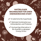 Bio Wake Up Superfood Shake: Kokos, Kakao, Matcha, Guarana und grüner Kaffee