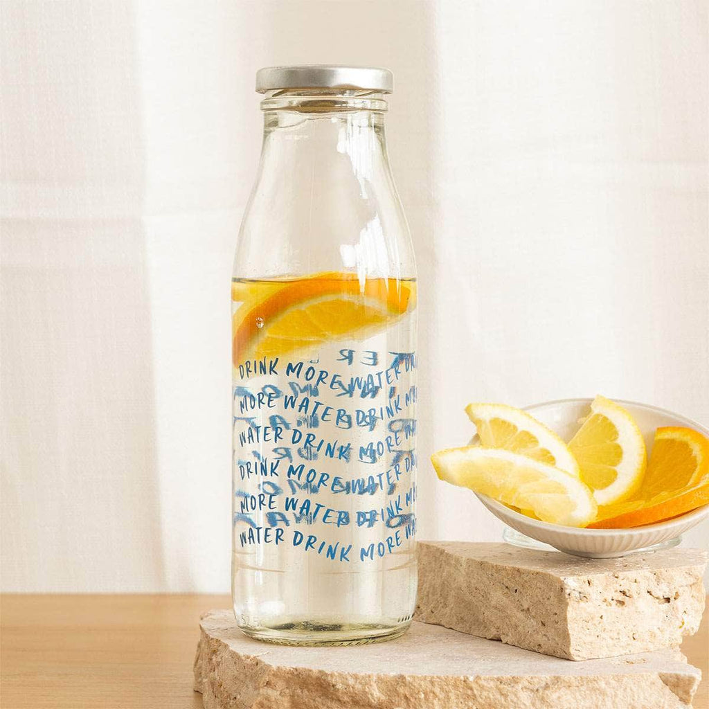 Glaswasserflasche - Drink More Water