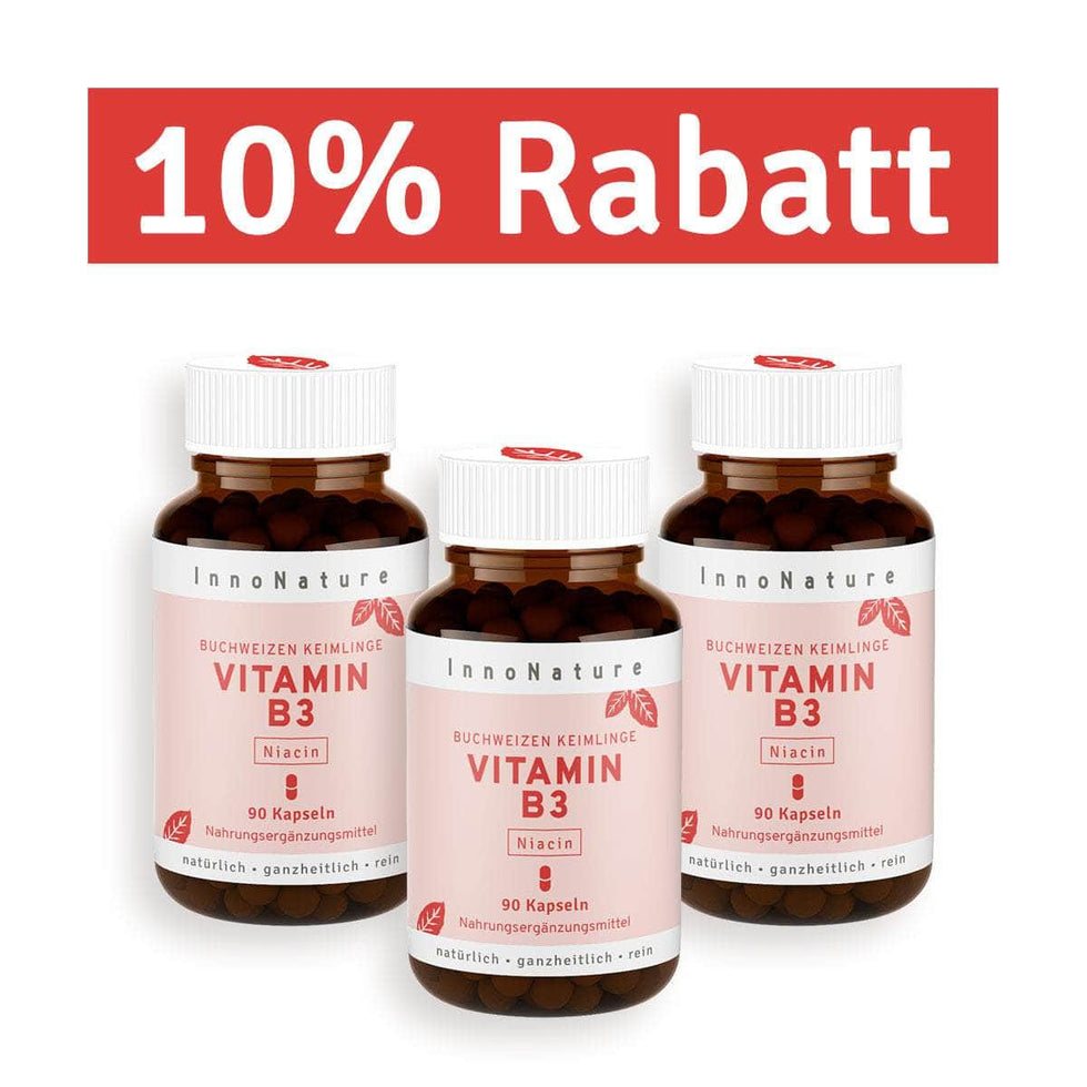 InnoNature Kapseln 3x 90 Kapseln Vitamin B3 Kapseln: Buchweizen Keimlinge