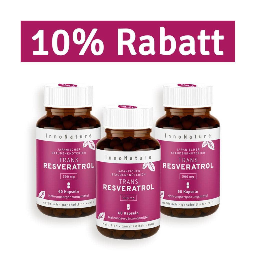 InnoNature Kapseln 3x Zweimonatsvorrat (180 Kapseln) Trans-Resveratrol aus japanischem Staudenknöterich