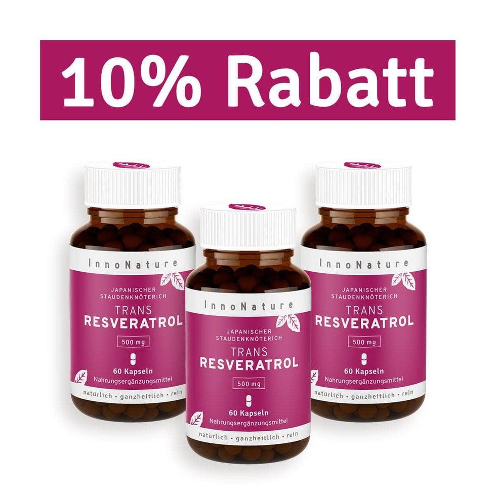 InnoNature Kapseln 3x Zweimonatsvorrat (180 Kapseln) Trans-Resveratrol aus japanischem Staudenknöterich