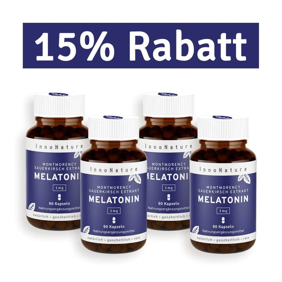 InnoNature Kapseln 4x Dreimonatsvorrat (4x90 Kapseln) Melatonin Kapseln