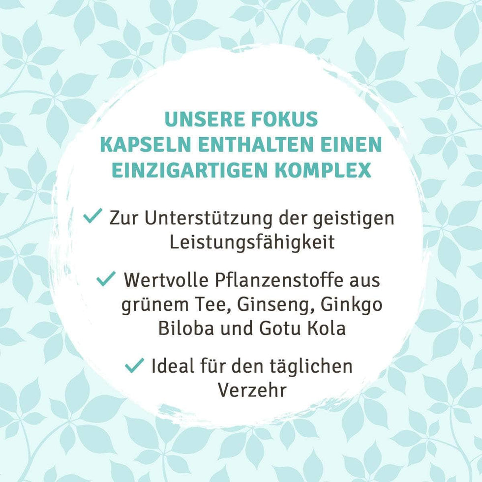InnoNature Kapseln Fokus Kapseln: Grüner Tee, Ginseng, Ginko Biloba, Gotu Kola, Vitamin B12
