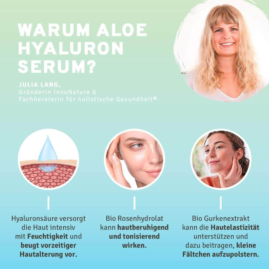 InnoNature Pakete 1x Vorrat (1x Aloe Hyaluron Serum, 1x Bio Face Oil, 1x Haut Haare Nägel, 1x Maca, 1x Kurkuma Latte) Perfekte-Routine Paket